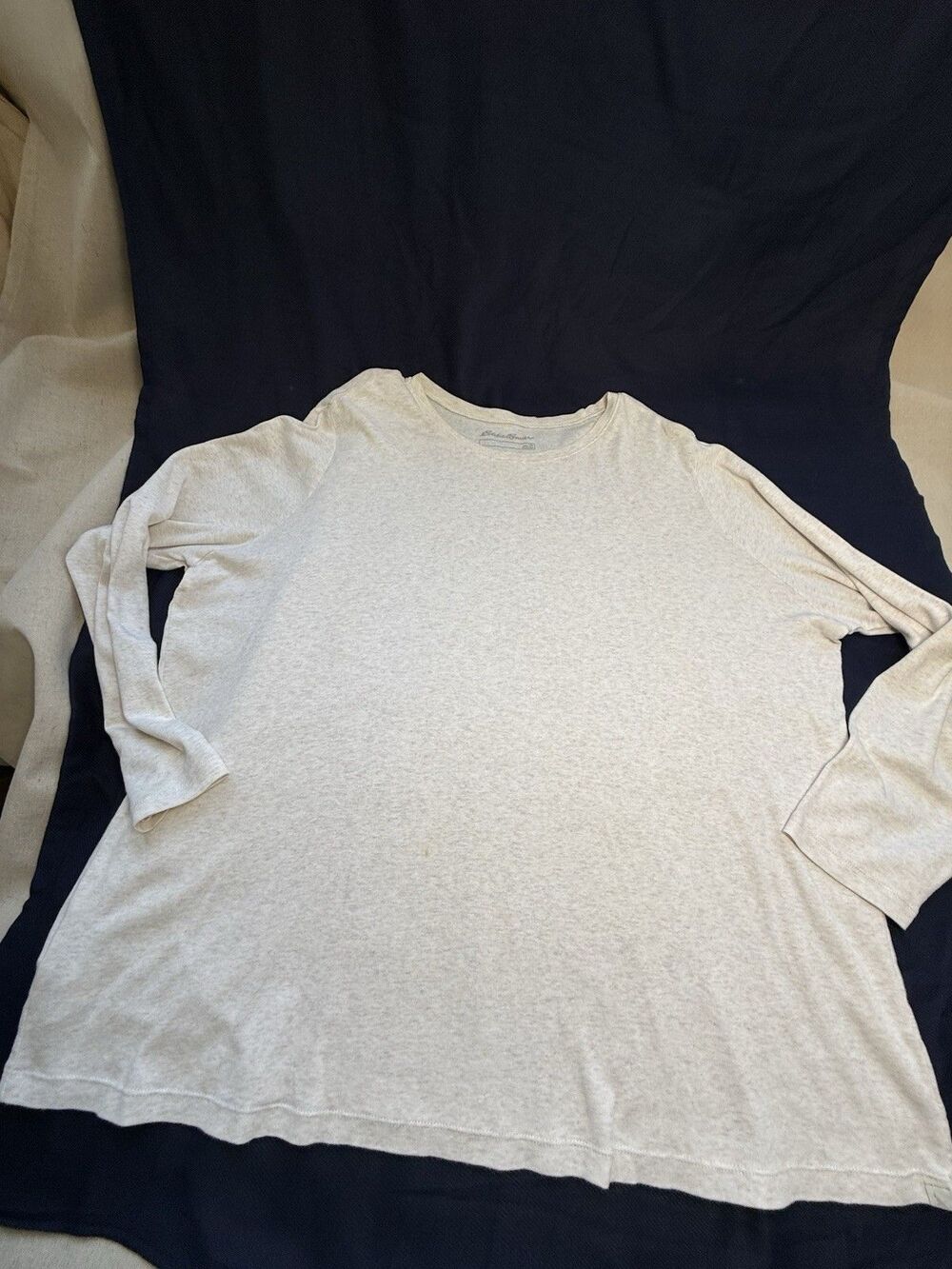 Eddie Bauer Womens Plus 3X Long Sleeve Tee Shirt 100% Cotton Cream Layering Soft